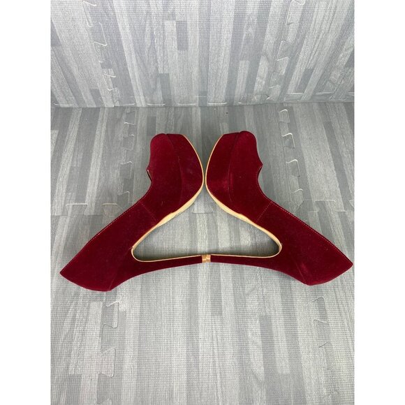 Colin Stuart Platform Pumps Heels Size 9 B Oxblood Red Round Toe - Picture 6 of 13